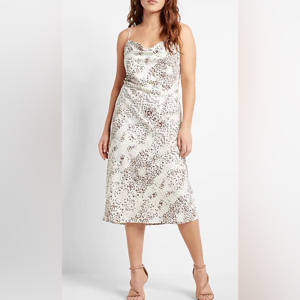 Express Rachel Zoe Printed Satin Cowl Neck Midi Slip Dress in size XS